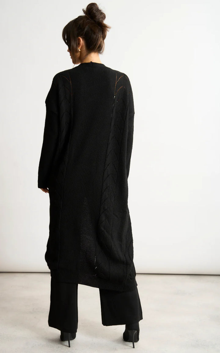 Naya Black Embroidered Long Sleeve Longline Cardigan