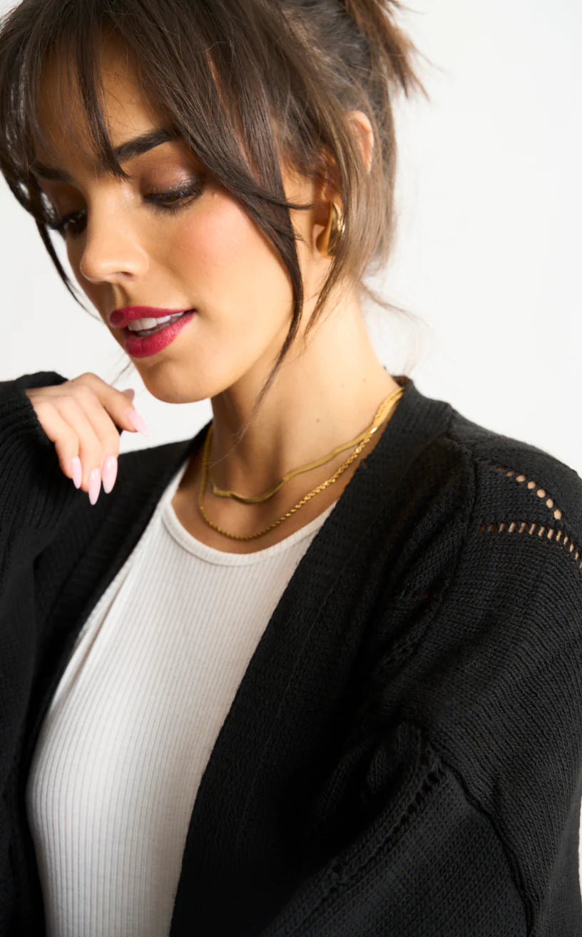 Naya Black Embroidered Long Sleeve Longline Cardigan