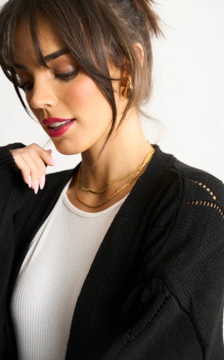 Naya Black Embroidered Long Sleeve Longline Cardigan
