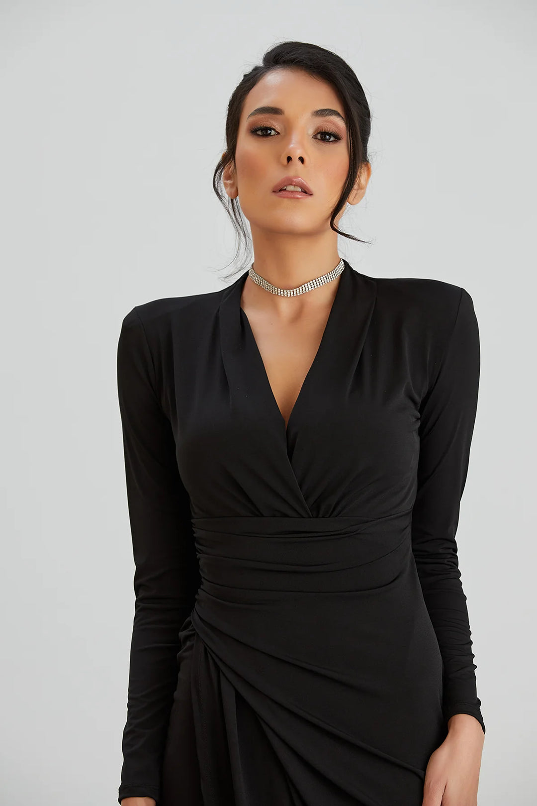 A Touch Of Class Black Long Sleeve Bodycon Wrap Midi/Maxi Dress