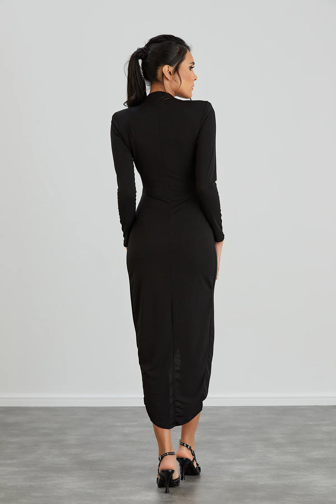 A Touch Of Class Black Long Sleeve Bodycon Wrap Midi/Maxi Dress