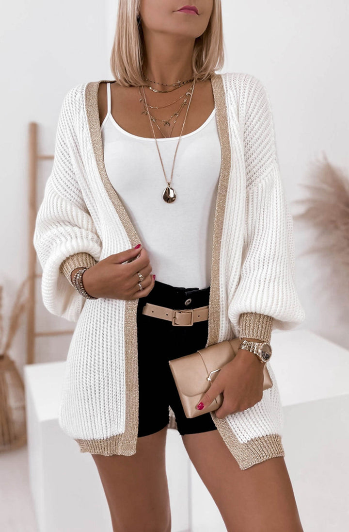 Mila Cream Knitted Gold Trim Cardigan
