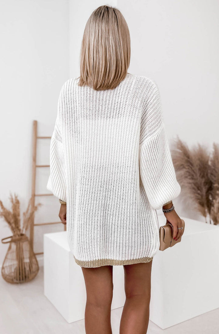 Mila Cream Knitted Gold Trim Cardigan