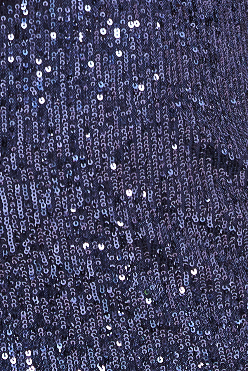 Halle Sequin Navy 3/4 Sleeve Cowl Neck Off The Shoulder Midi Dress - BY GODDIVA