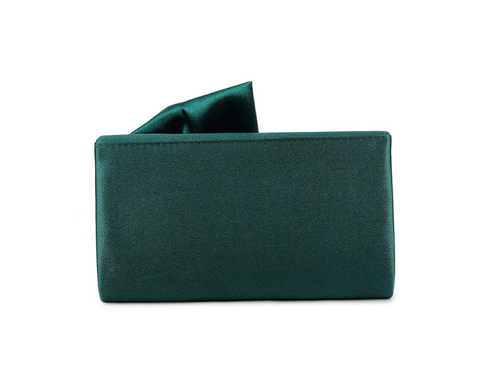 Palermo Admiral Green Satin Front Bow Detail Clutch Bag