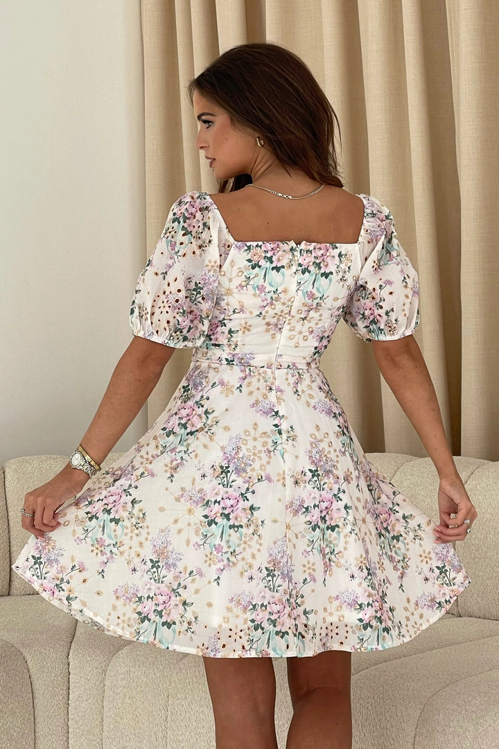 Hallie Cream Broderie Anglaise Mini Dress