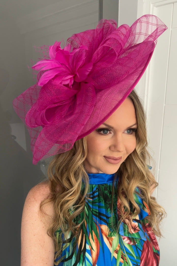 Aurelia Hot Pink Floral Bow Large Hatinator