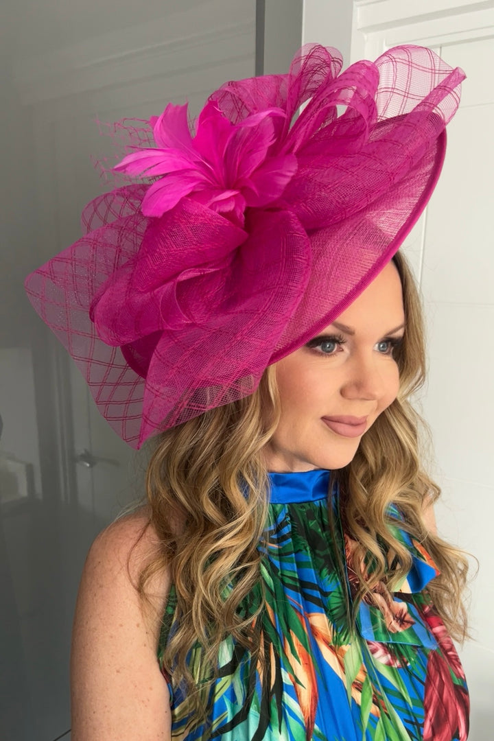 Aurelia Hot Pink Floral Bow Large Hatinator