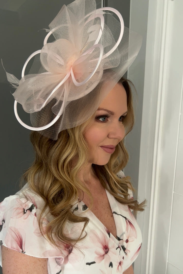 Alexis Pale Pink Veil & Loop Fascinator