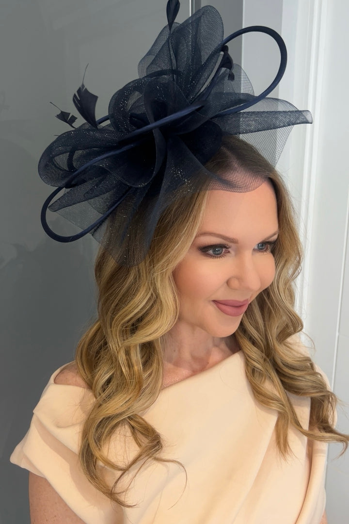 Alexis Navy Veil & Loop Fascinator