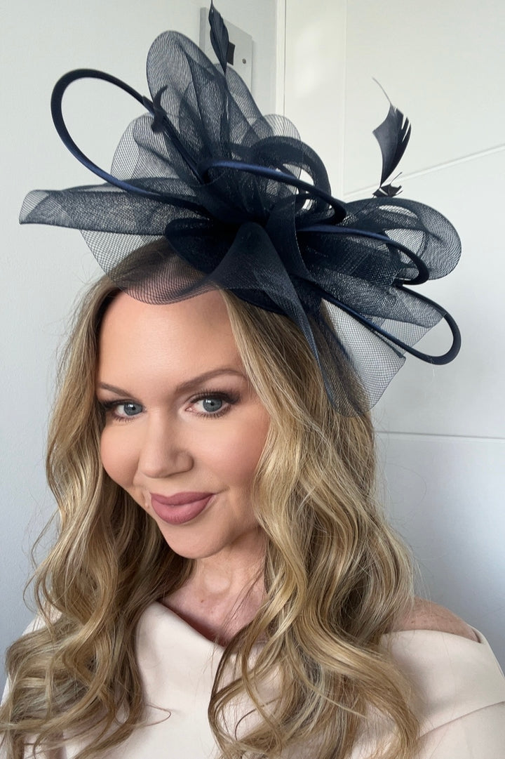 Alexis Navy Veil & Loop Fascinator