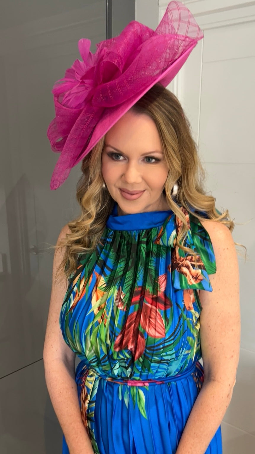 Aurelia Hot Pink Floral Bow Large Hatinator