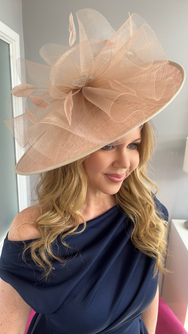 Charlize Nude Tulle Diamante Large Hatinator
