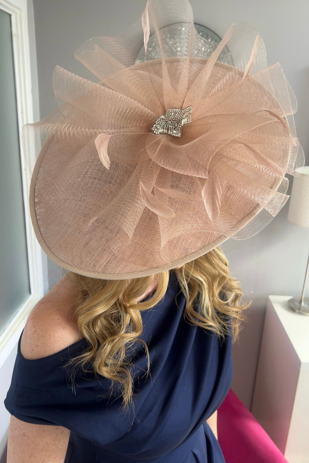 Charlize Nude Tulle Diamante Large Hatinator
