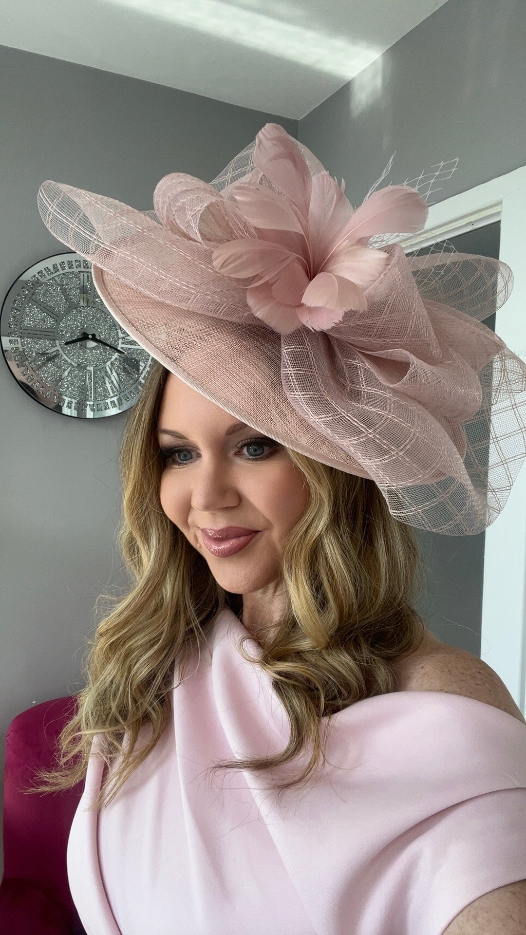 Aurelia Powder Pink Floral Bow Large Hatinator