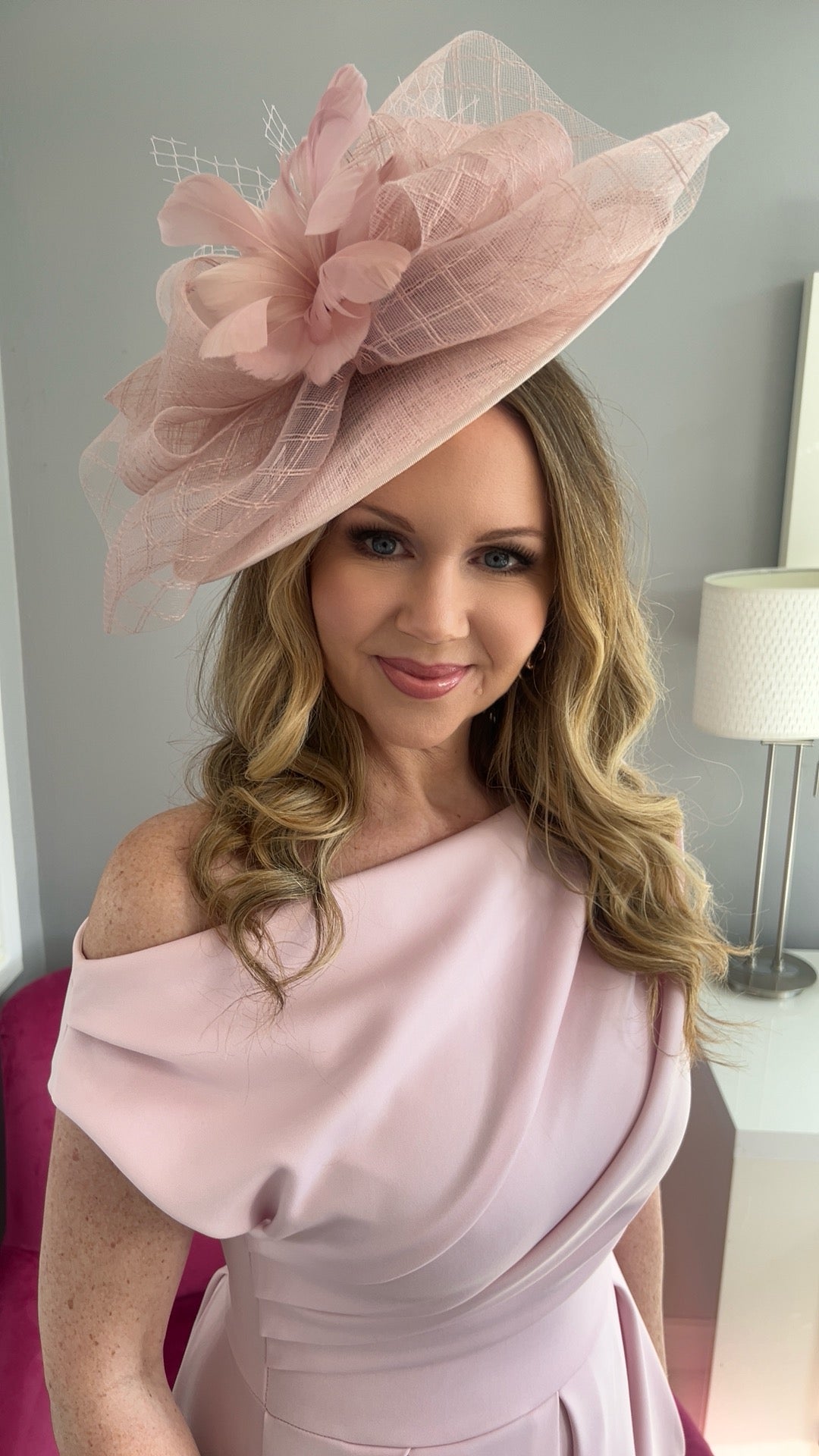 Aurelia Powder Pink Floral Bow Large Hatinator