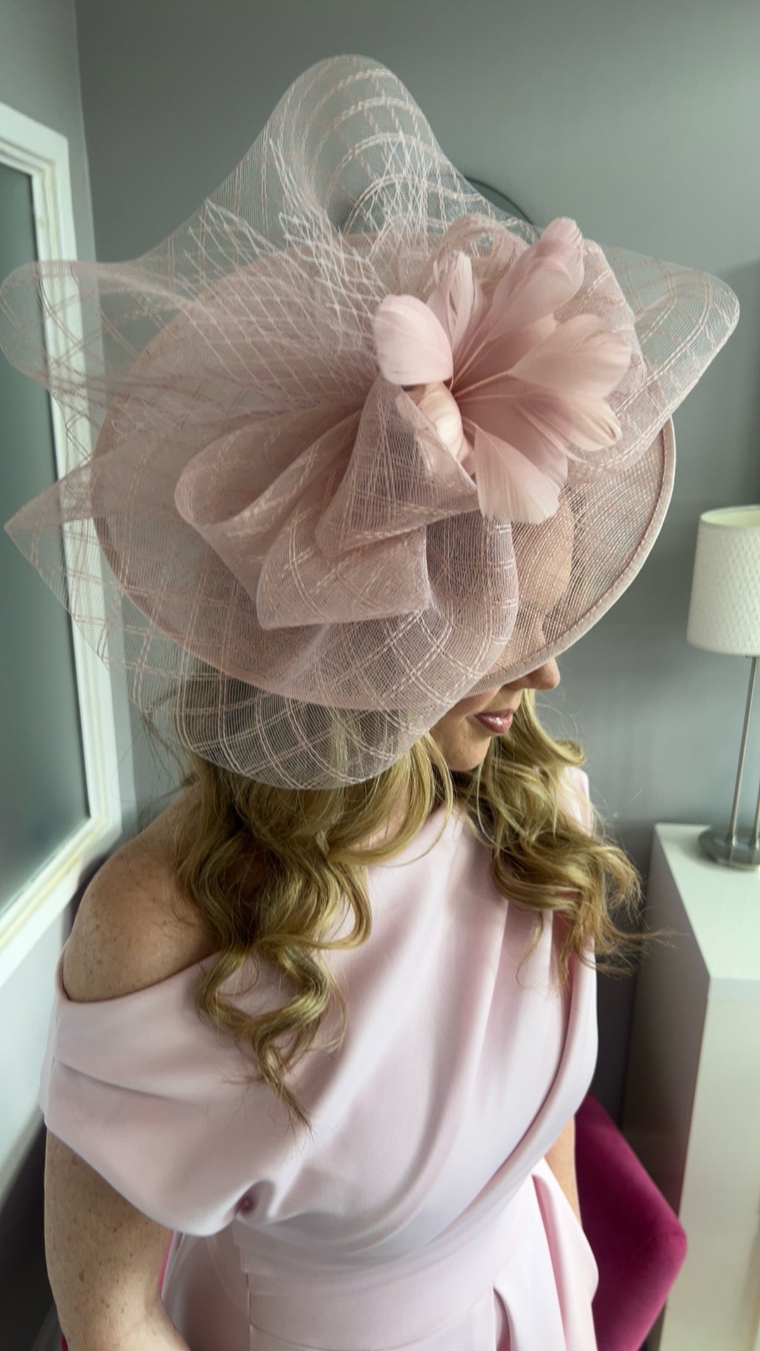 Aurelia Powder Pink Floral Bow Large Hatinator