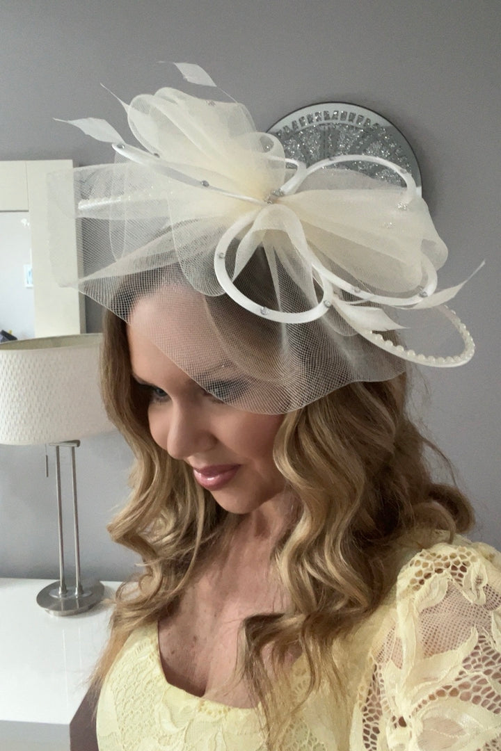 Seraphine Ivory Diamante Veil Fascinator