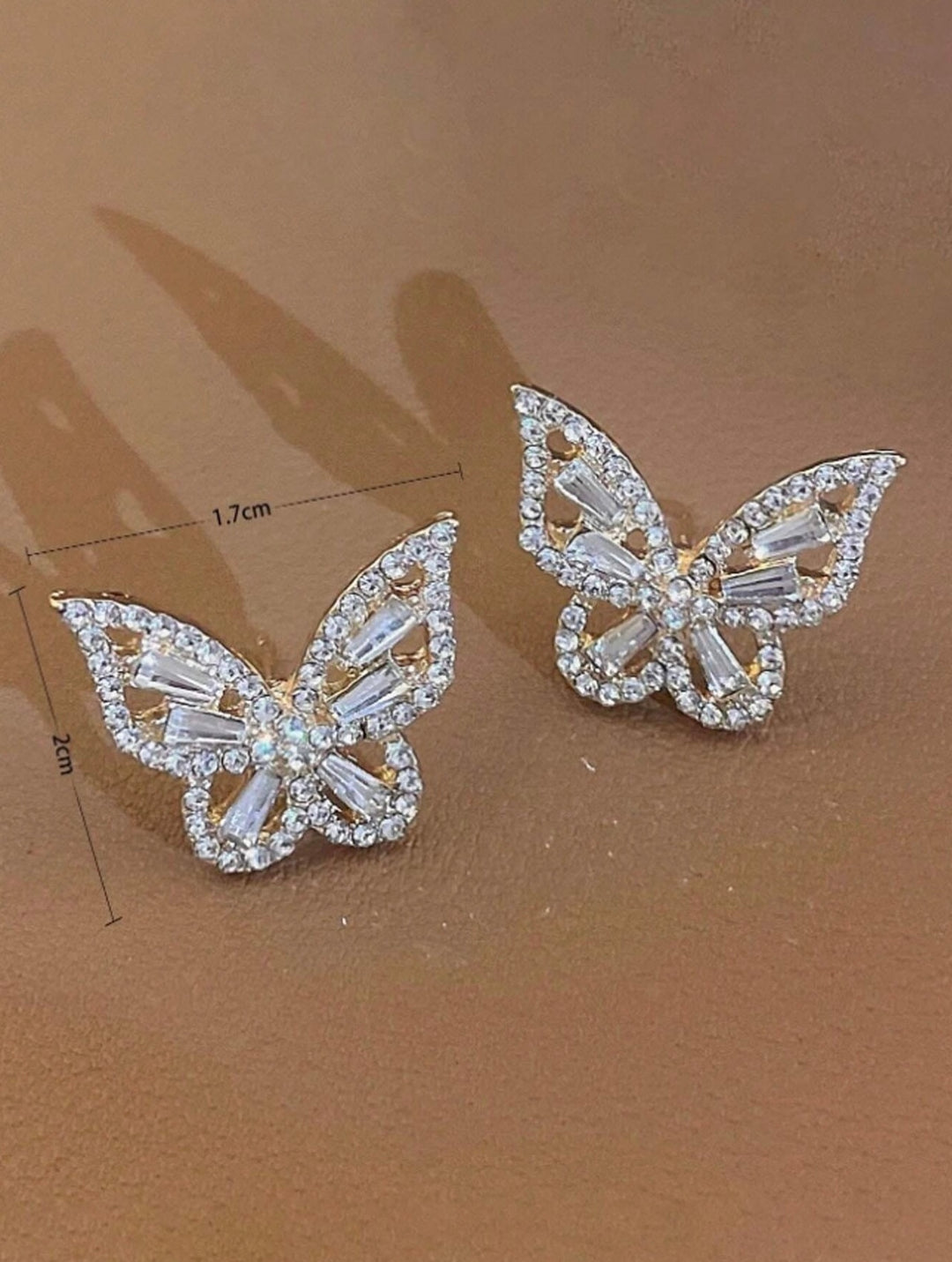 Butterfly Diamante Stud Earrings in Silver