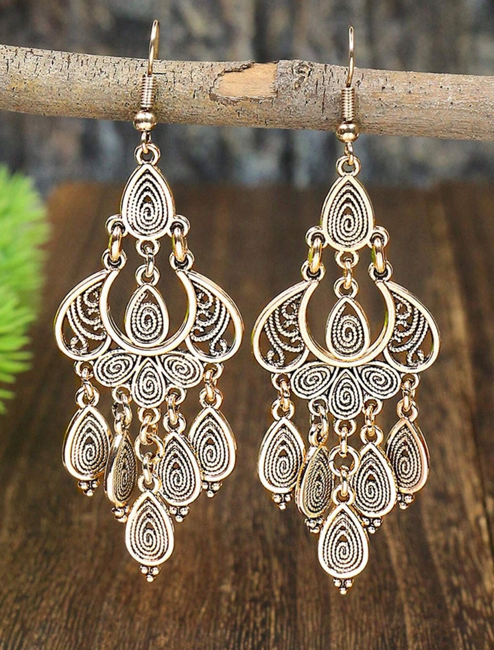 Dangly Boho Earrings in Antique Gold