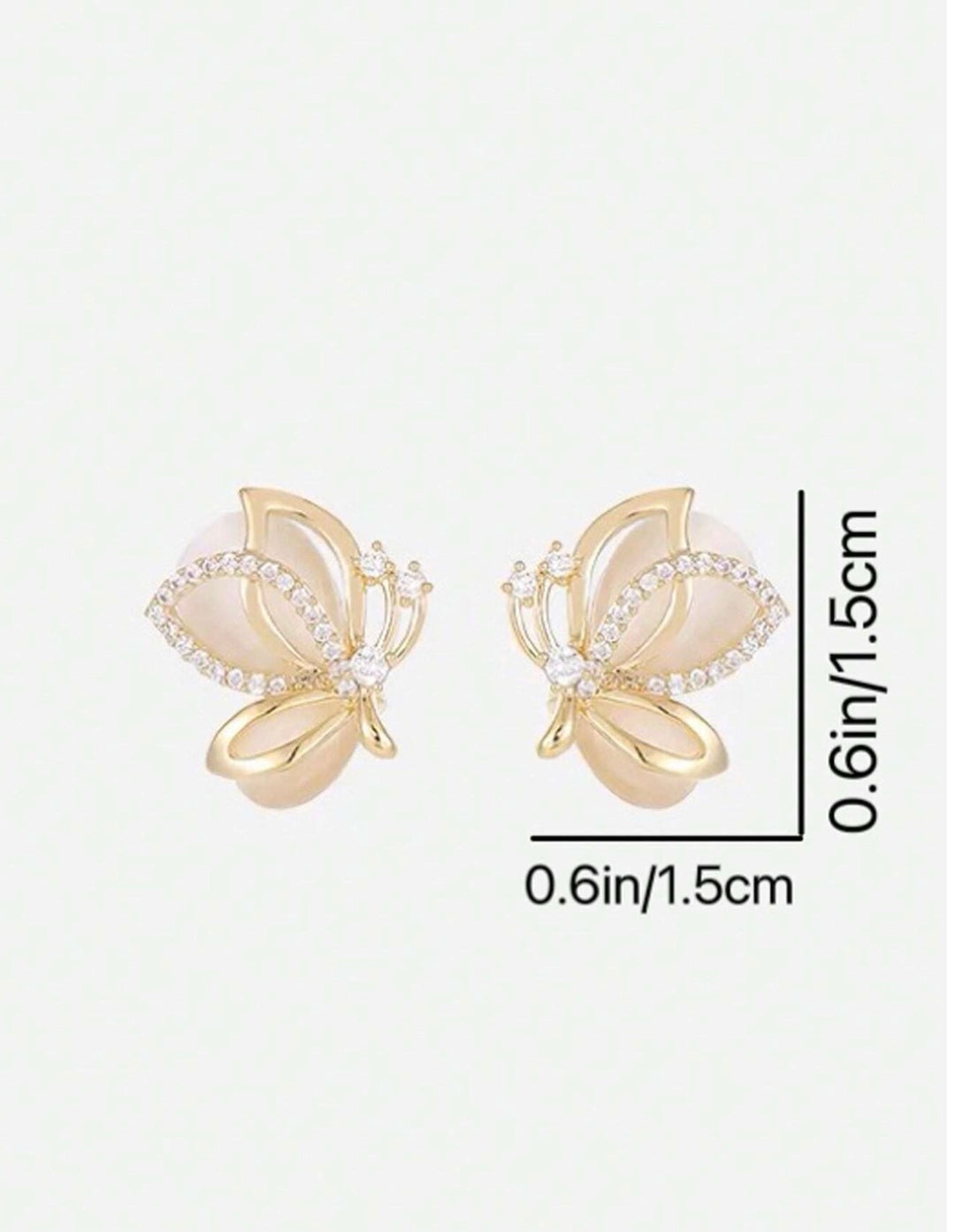 Butterfly Diamante Stud Earrings in Gold