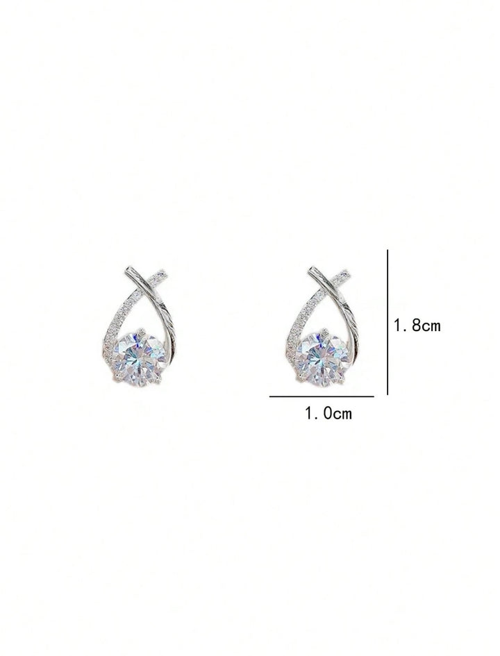 Teardrop Diamante Earrings in Silver