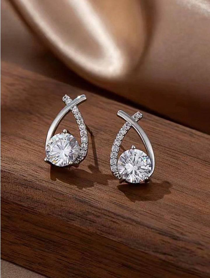 Teardrop Diamante Earrings in Silver