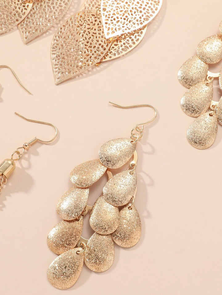 12 piece Leaf, Shell, Tassel & Stud Earrings Set In Gold AMAZING VALUE