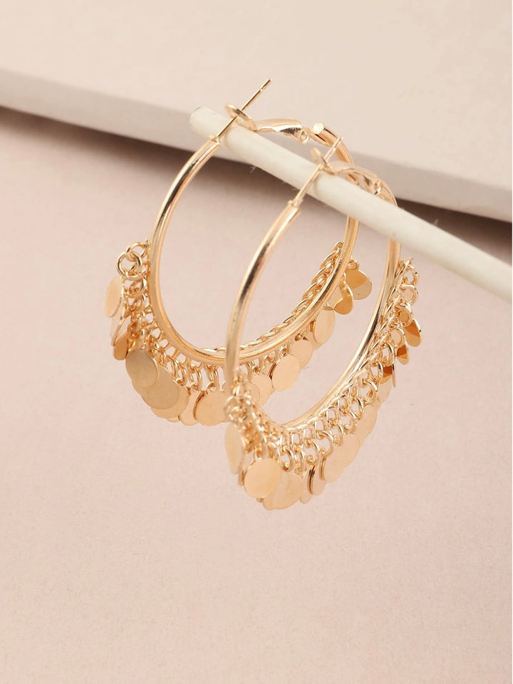 Tassel Boho Hoop Earrings In Gold