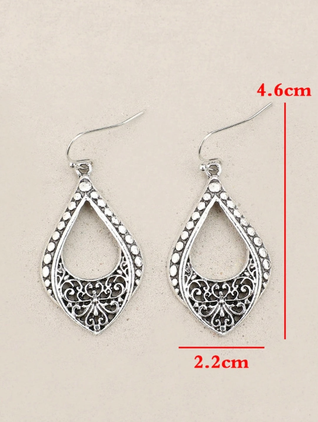 Dangly Filigree Boho Teardrop Earrings in Antique Silver