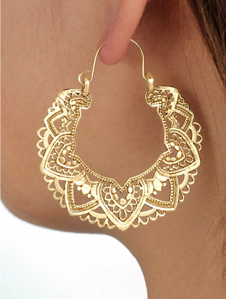 Dangly Indian Style Boho Hoop Earrings in Gold