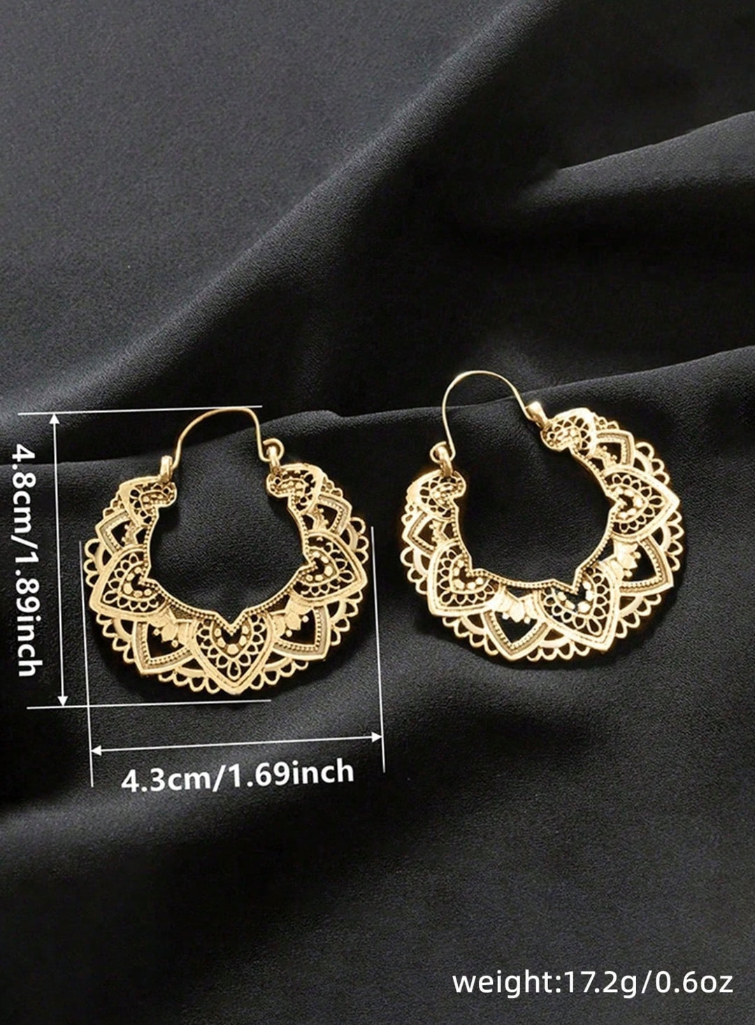 Dangly Indian Style Boho Hoop Earrings in Gold