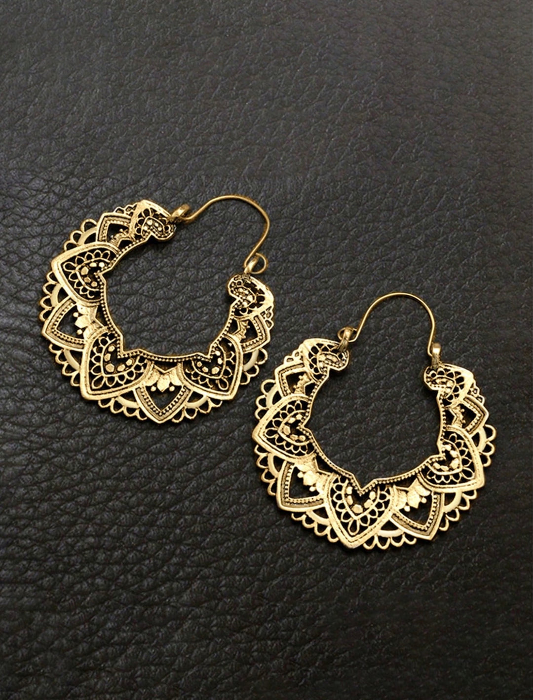 Dangly Indian Style Boho Hoop Earrings in Gold