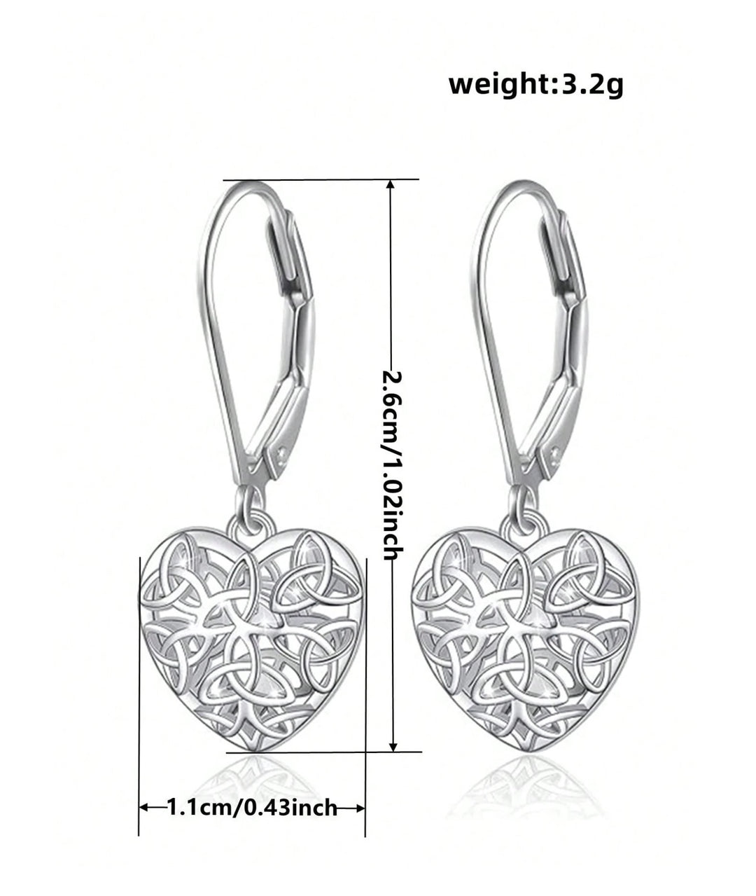 Filagree Heart Drop Earrings In Silver