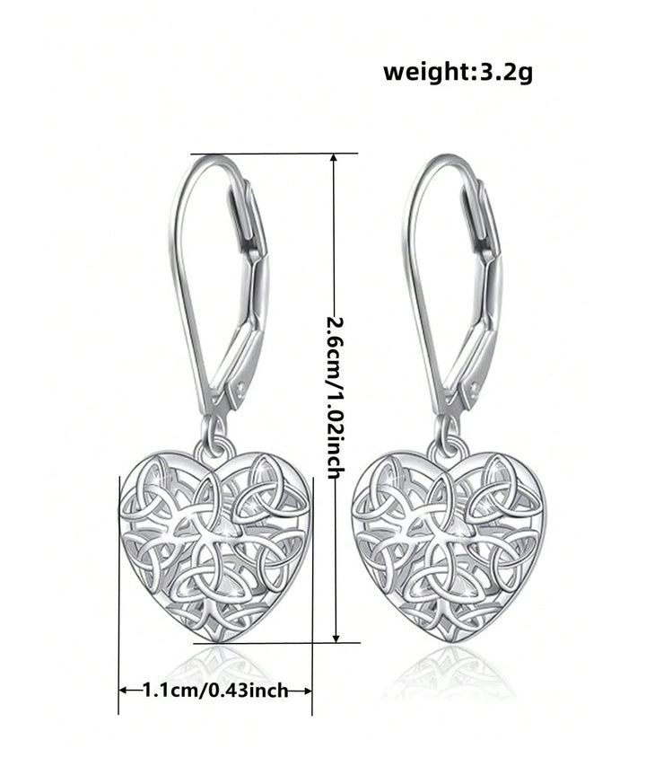 Filagree Heart Drop Earrings In Silver