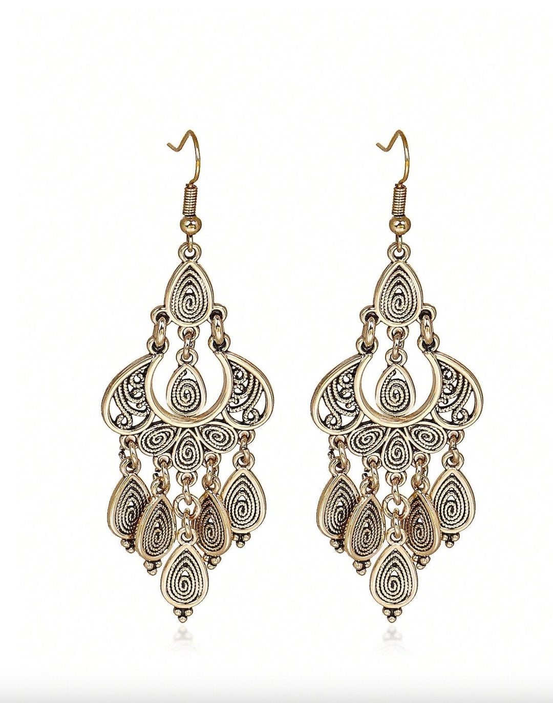 Dangly Boho Earrings in Antique Gold