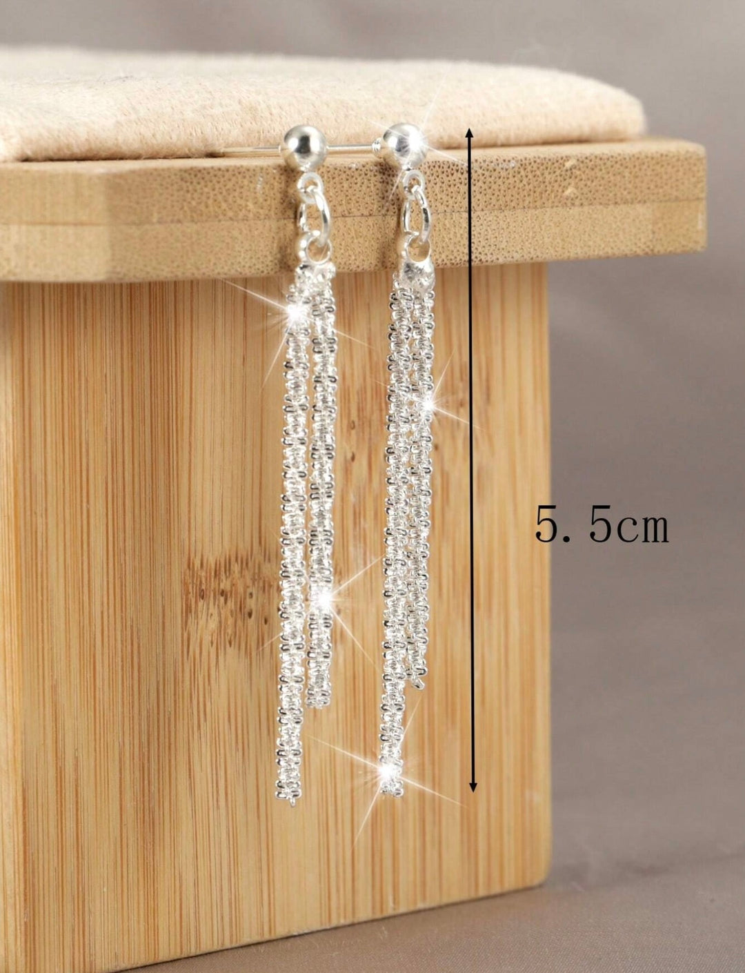 Long Stud & Tassel Diamante Dangly Earrings