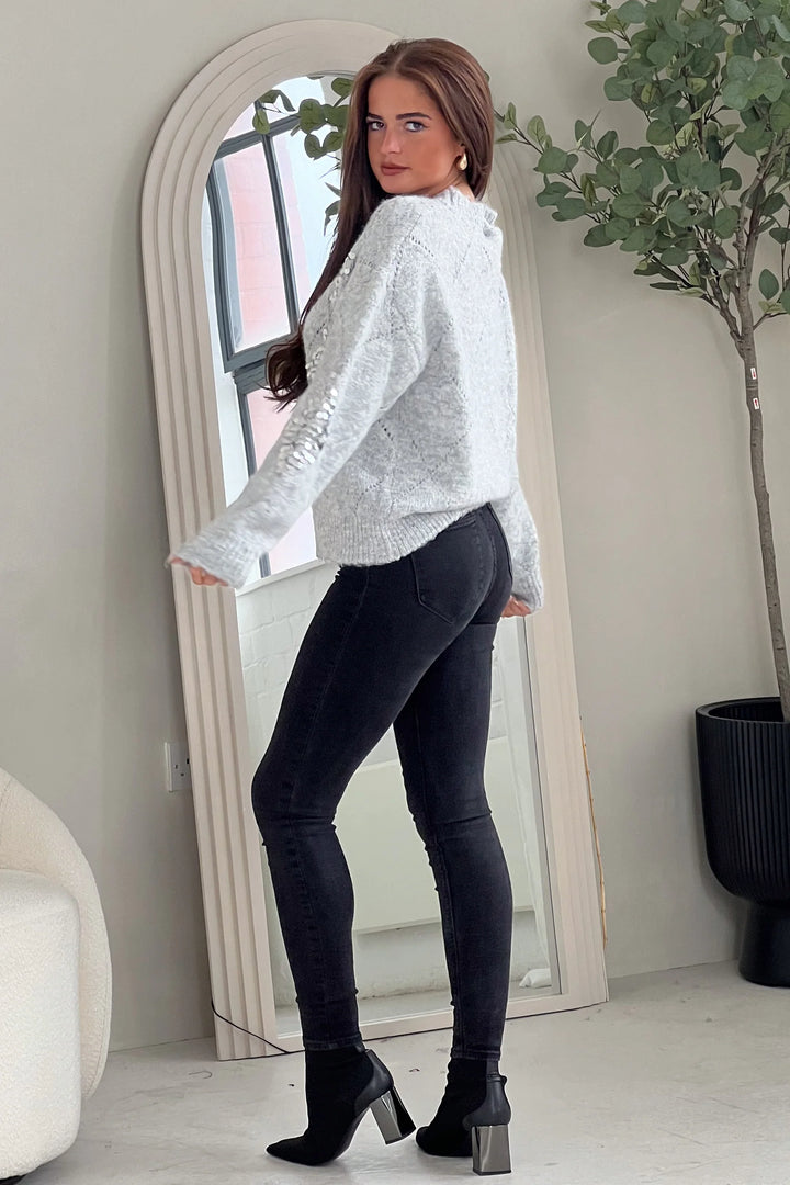 Kathy Grey and Silver Sequin Patch Jumper
