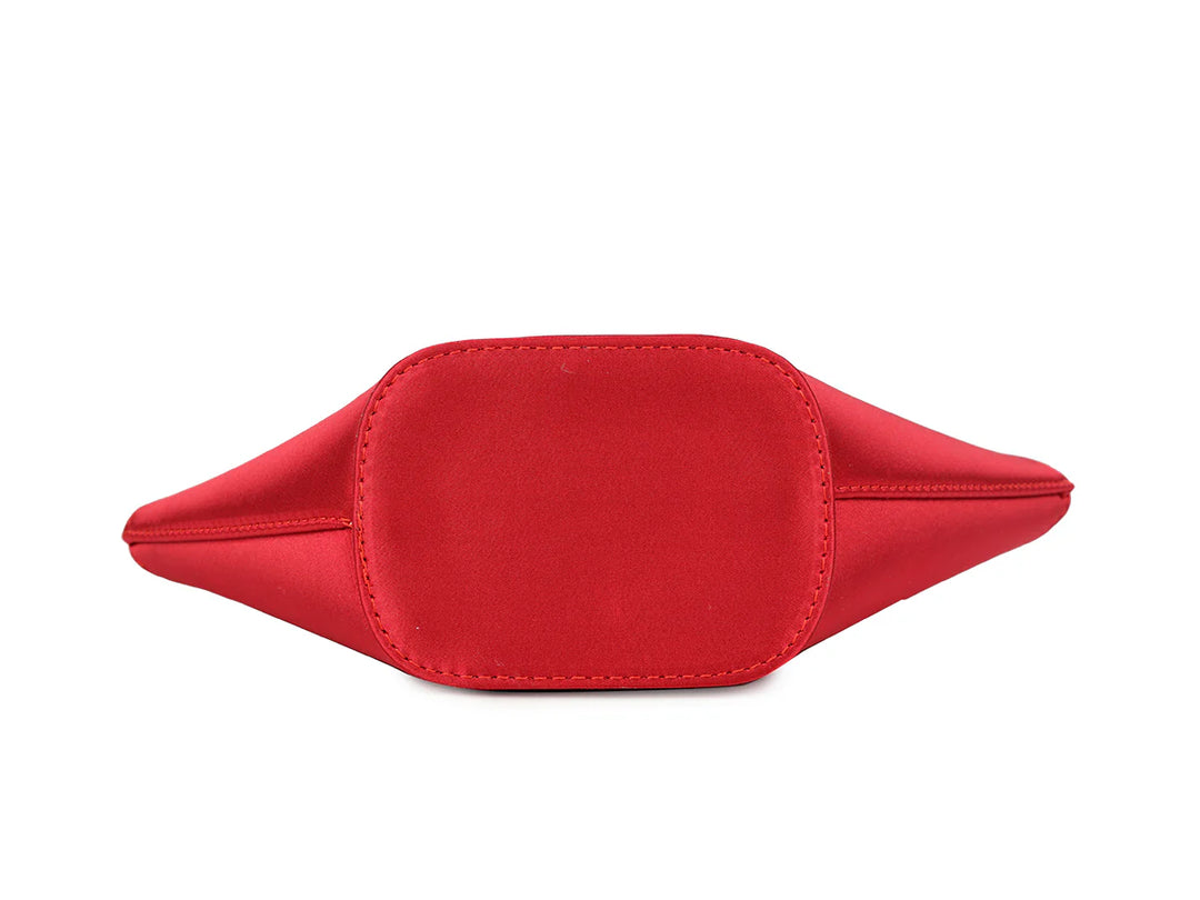 Venice Red Satin Hand Bag With Diamante Handle