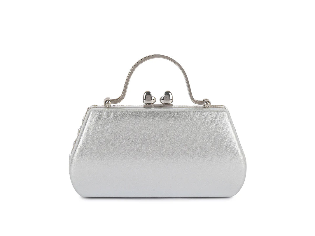 Celeste Silver and White  Pearl Evening Bag