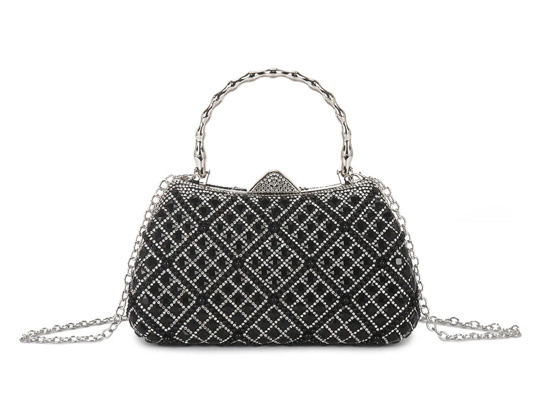 Ava Black Crystal Evening Bag