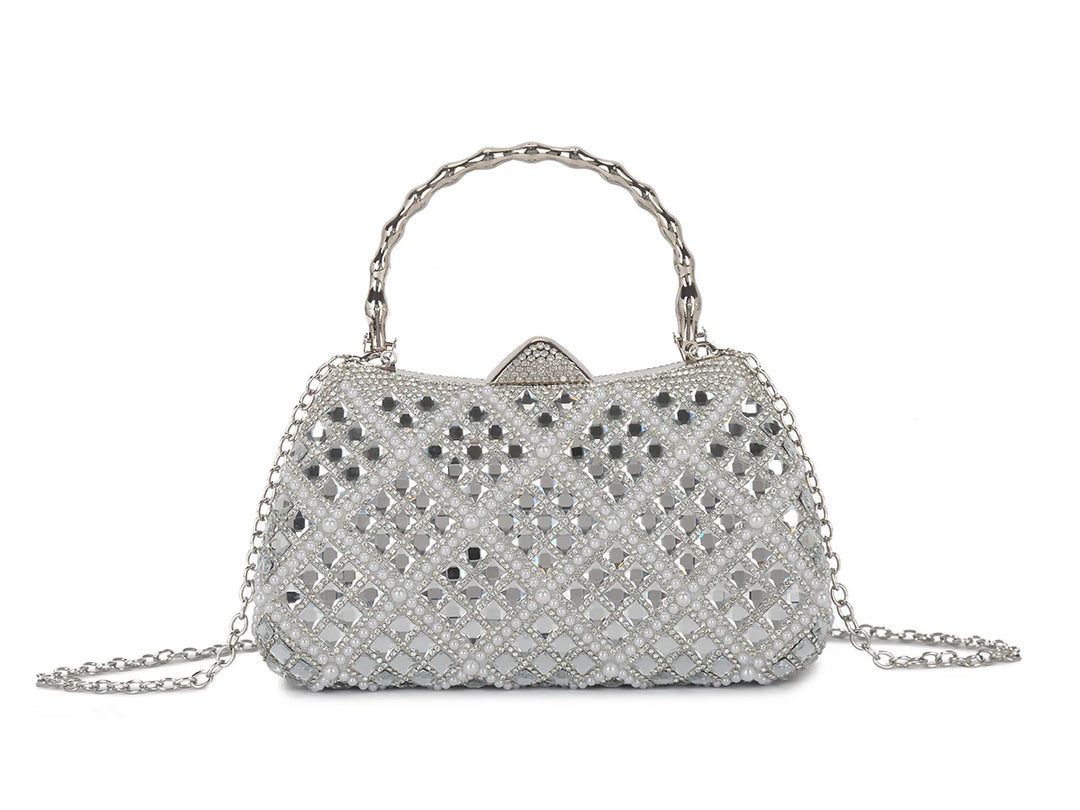 Ava Silver Crystal Evening Bag