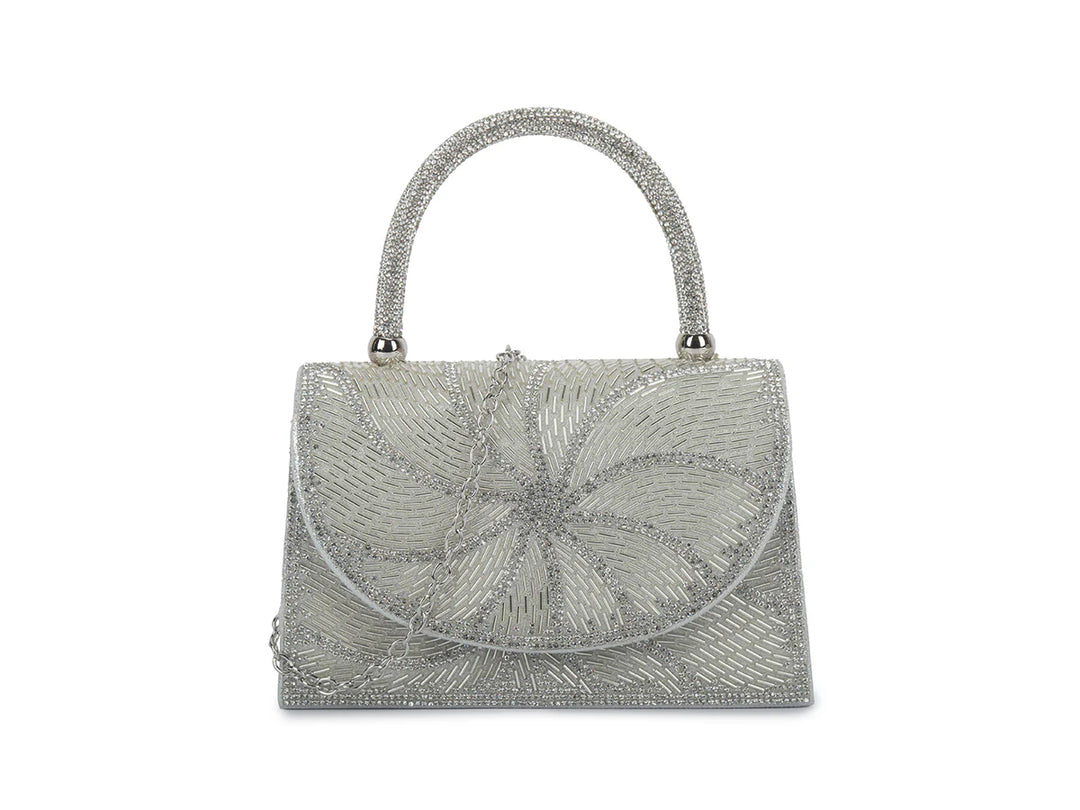 Florence Silver Sunburst Beadwork Bag