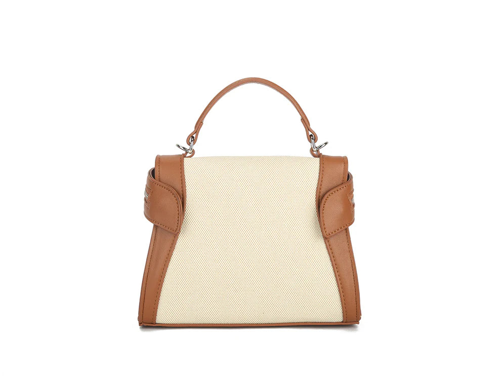 Paphos Cream & Tan Zipped Handbag