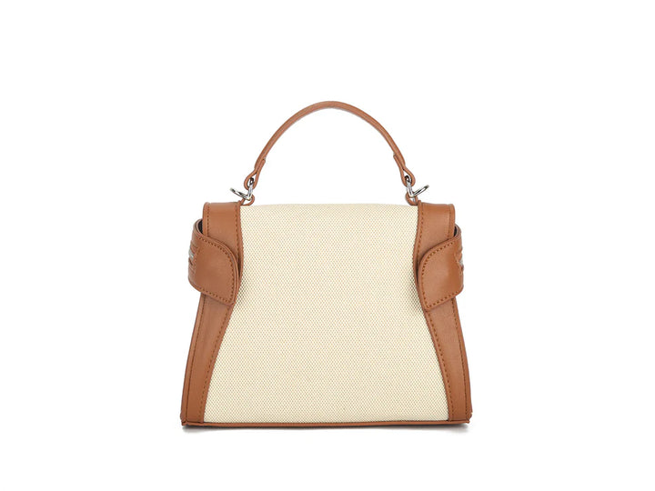 Paphos Cream & Tan Zipped Handbag