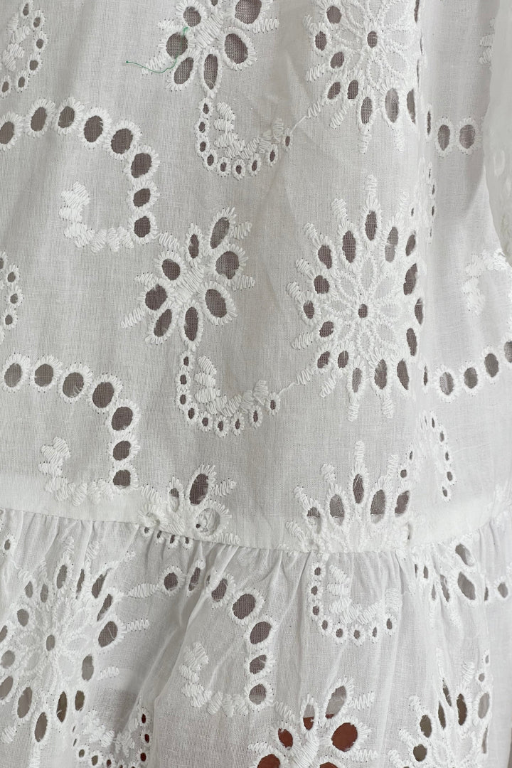 Michelle White Broderie Anglaise Belted Midaxi Shirt Dress