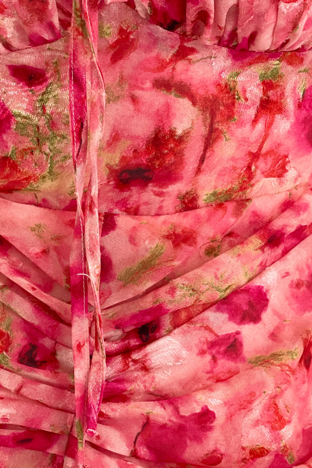 Dove Pink Floral Short Sleeve Ruched Detail Midi Dress