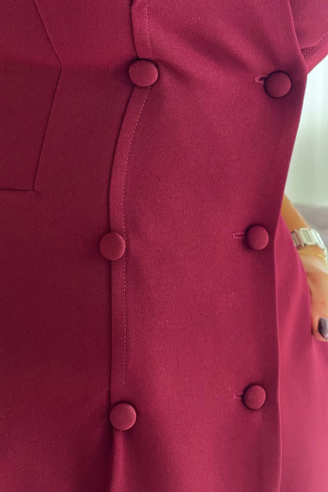 Hazel Burgundy Wine Tailored Sleeveless Midi Dress