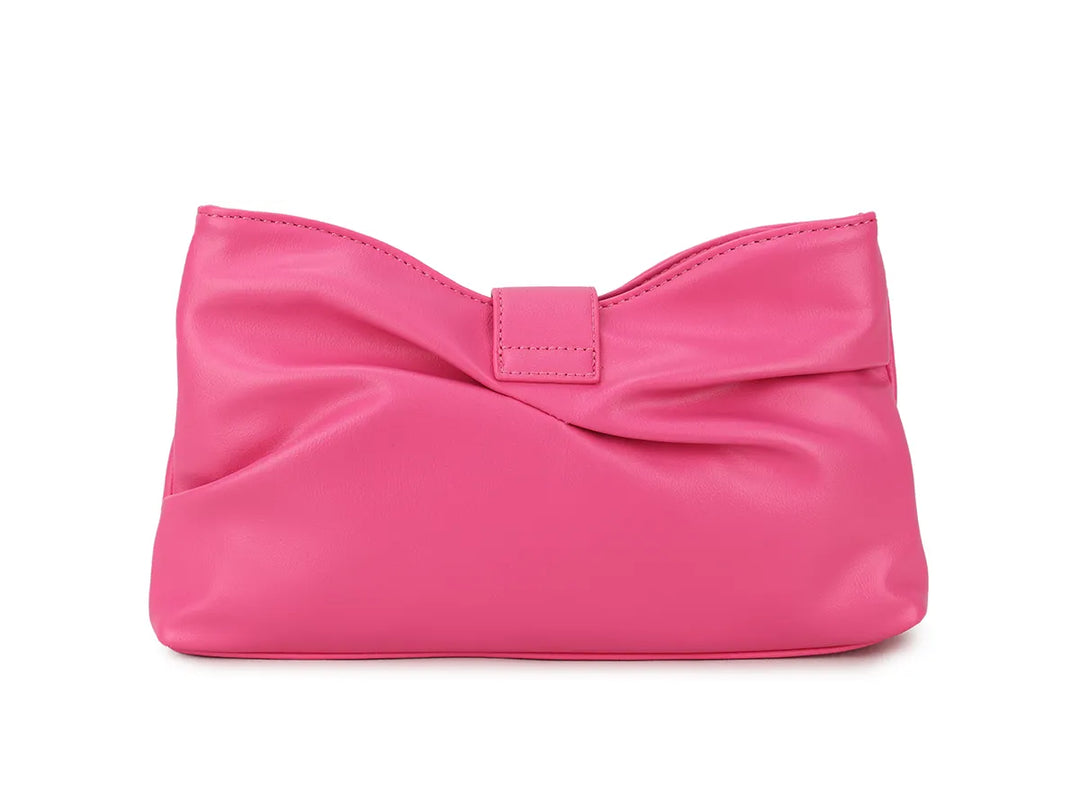 Zena Hot Pink Faux Leather Diamante Buckle Cross Body Shoulder Clutch Bag
