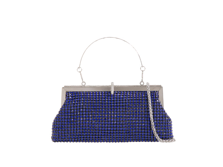 All Night Long Glamorous Sparkly Clutch Bag With Handle - Navy